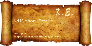 Kácsor Ervin névjegykártya